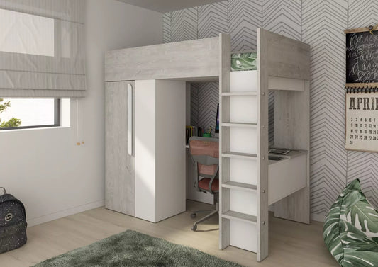 Trasman Studio Loftseng med Garderobe 90x200 - hvit