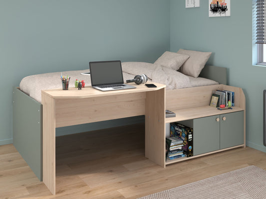 Halvhøy seng med skrivebord 90x200 - JADE