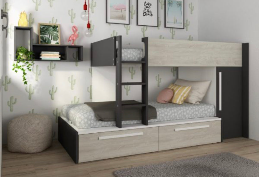 Køyeseng Rocky med garderobe 90×200