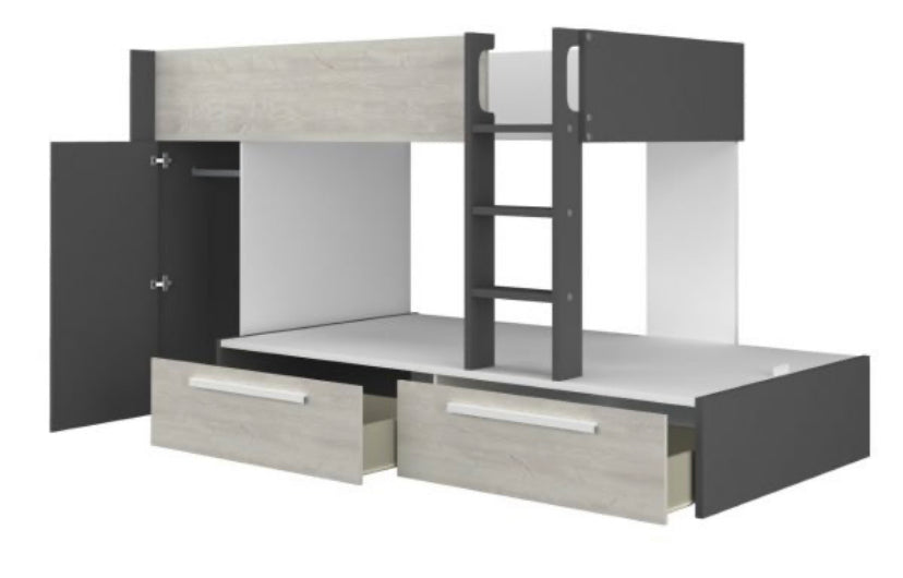 Køyeseng Rocky med garderobe 90×200