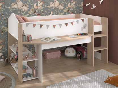 Halvhøy barneseng med skrivebord 90x200