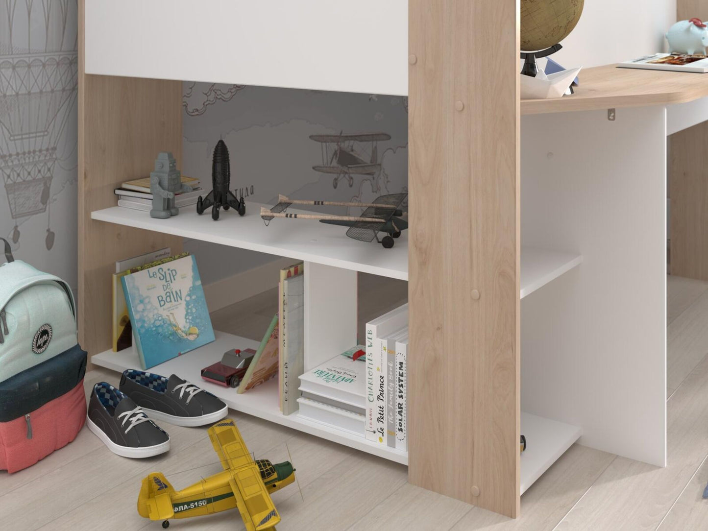 Halvhøy barneseng med skrivebord 90x200