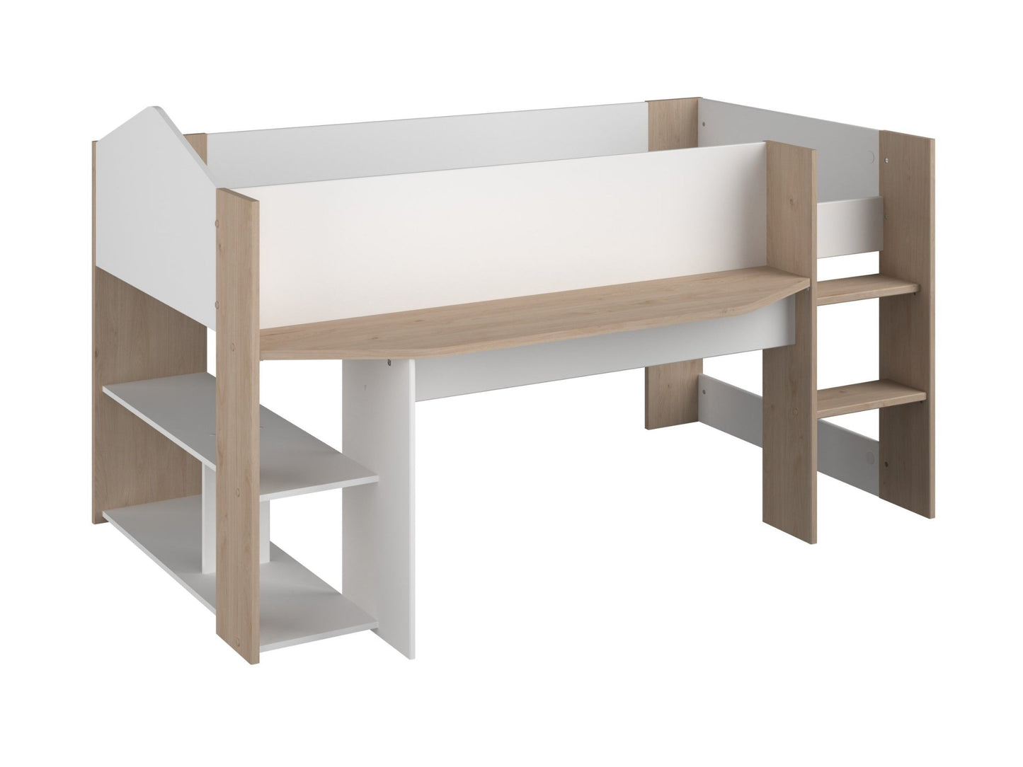 Halvhøy barneseng med skrivebord 90x200