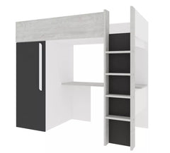 Loftseng med garderobeskap og skrivebord - Shade 90x200