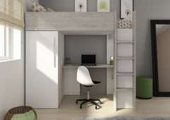 Trasman - Loftseng med garderobeskap og skrivebord - Hvit 90x200 - Default Title barneseng i høy kvalitet fra Sengehuset.no