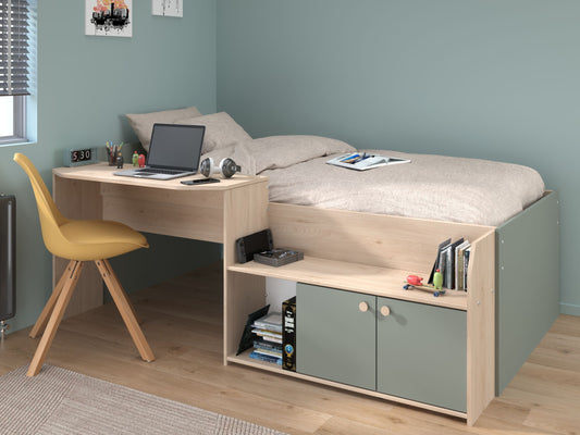 Halvhøy seng med skrivebord 90x200 - JADE