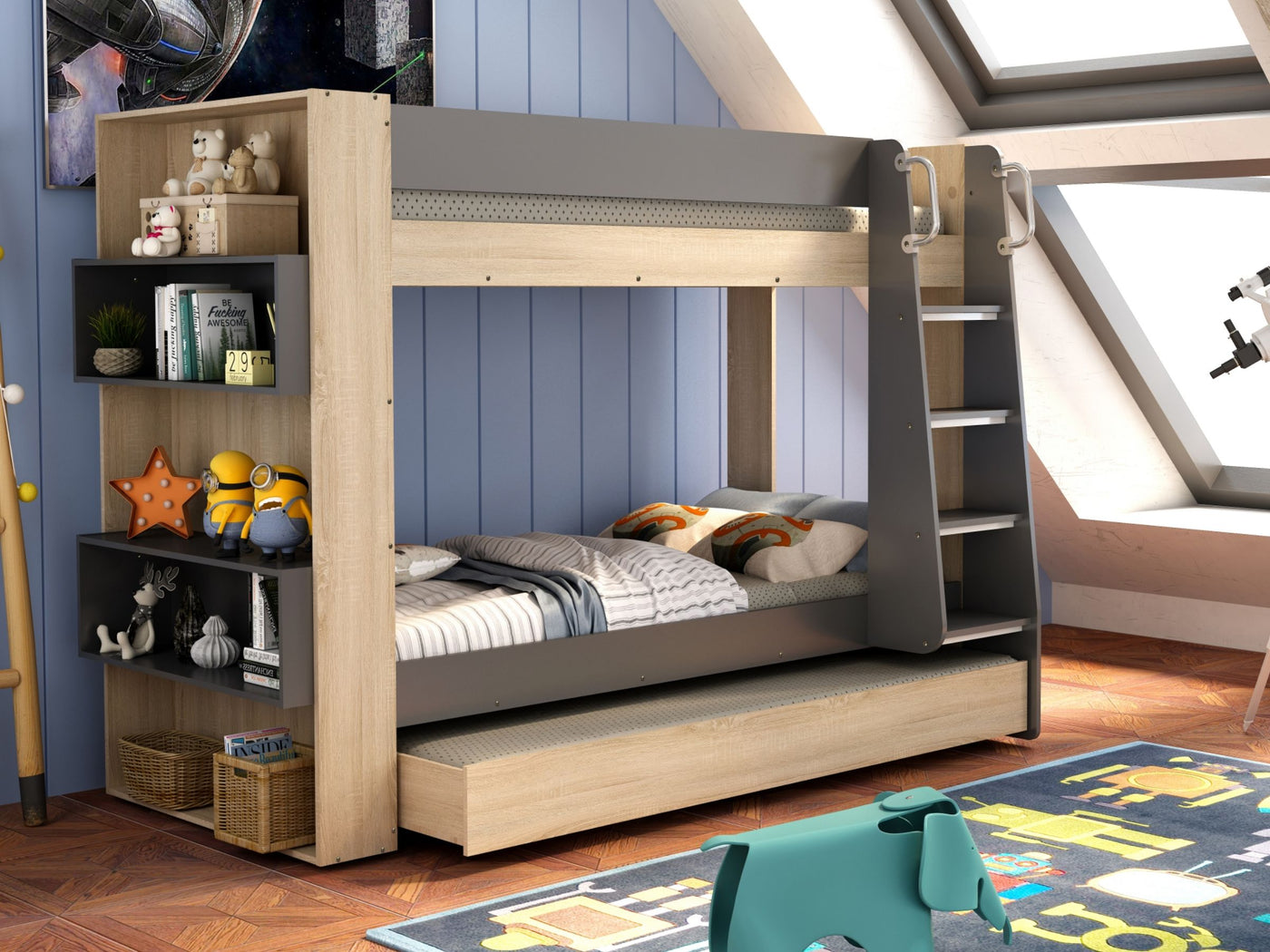 Kidshouse - Kingsley Køyeseng for 3 90x200 - Default Title barneseng i høy kvalitet fra Sengehuset.no