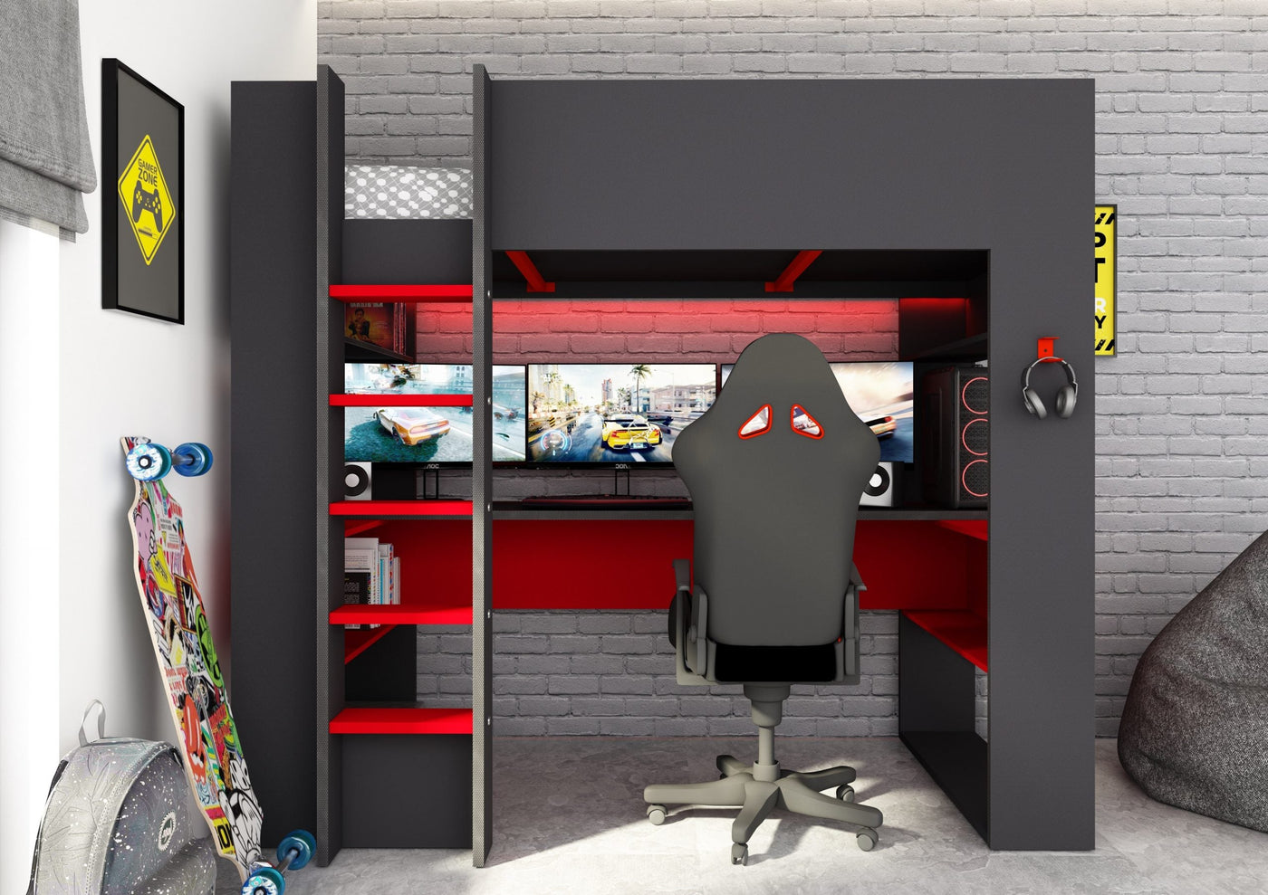 Trasman - Loftseng High Ultimate Gamer 90x200 - Default Title barneseng i høy kvalitet fra Sengehuset.no