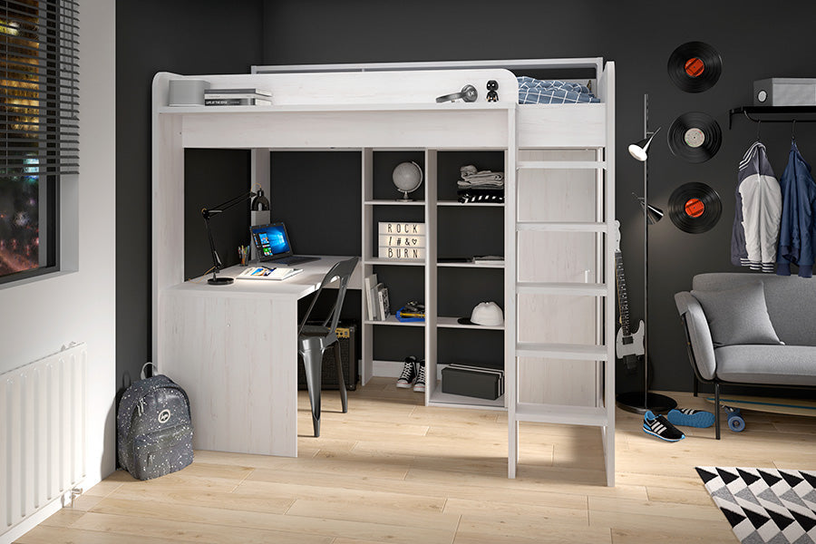 Parisot - Higher Loftseng med skrivebord og garderobe 90x200 - Default Title barneseng i høy kvalitet fra Sengehuset.no