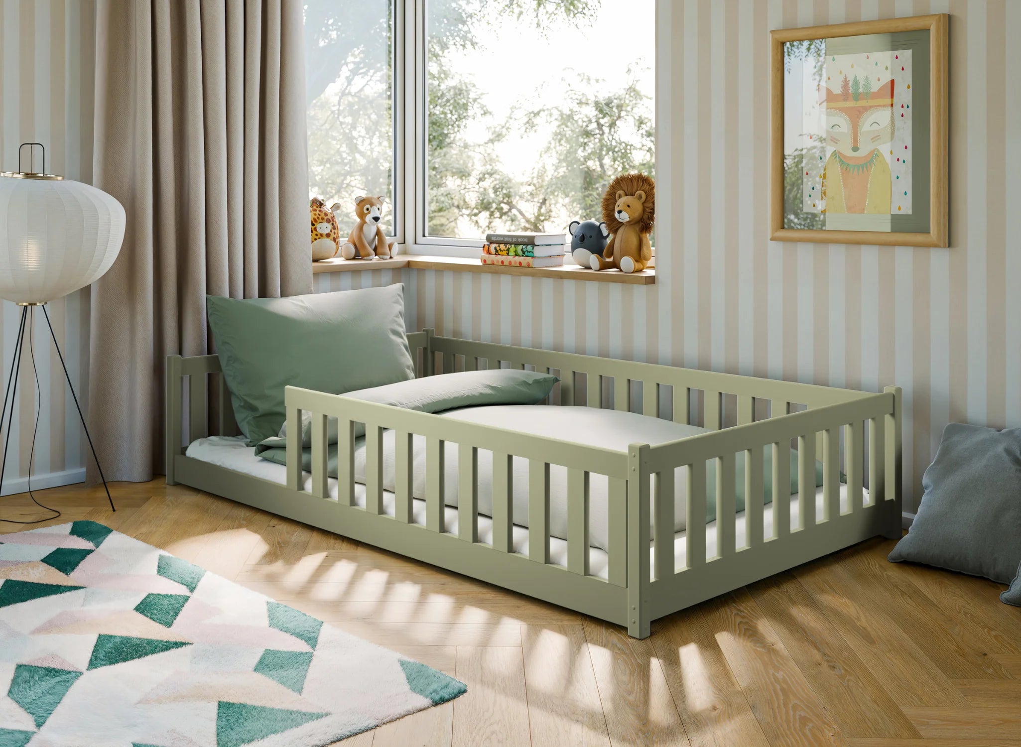 Montessori gulvseng for barn 120x200 – Olivengrønn | OTIS fra Lano Meble - Default Title barneseng i høy kvalitet fra Sengehuset.no