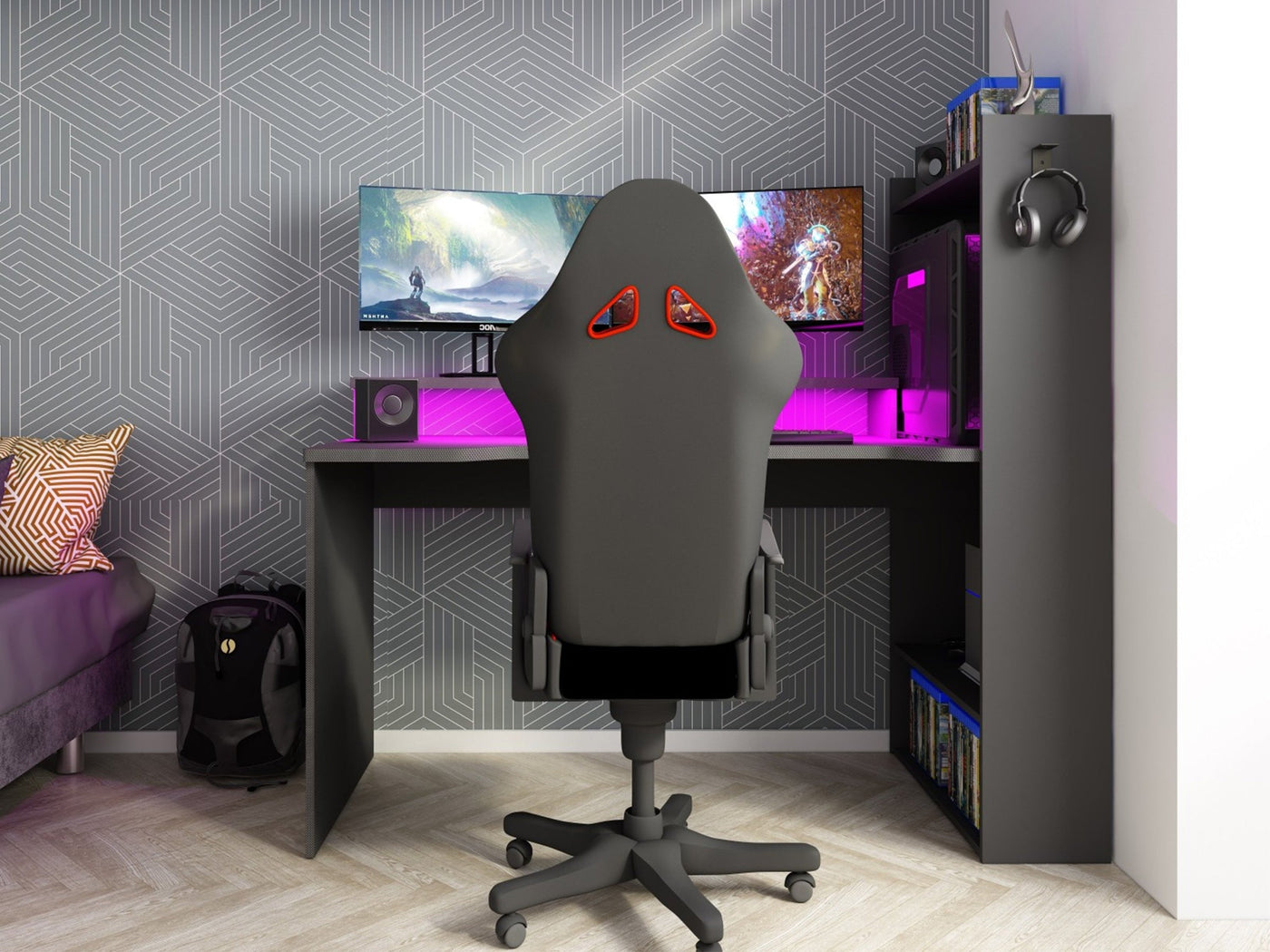 Trasman - Gamingpult Z med LED og oppbevaringsplass - Default Title barneseng i høy kvalitet fra Sengehuset.no
