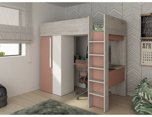 Trasman Studio Loftseng med Garderobe 90x200 - Antique Pink