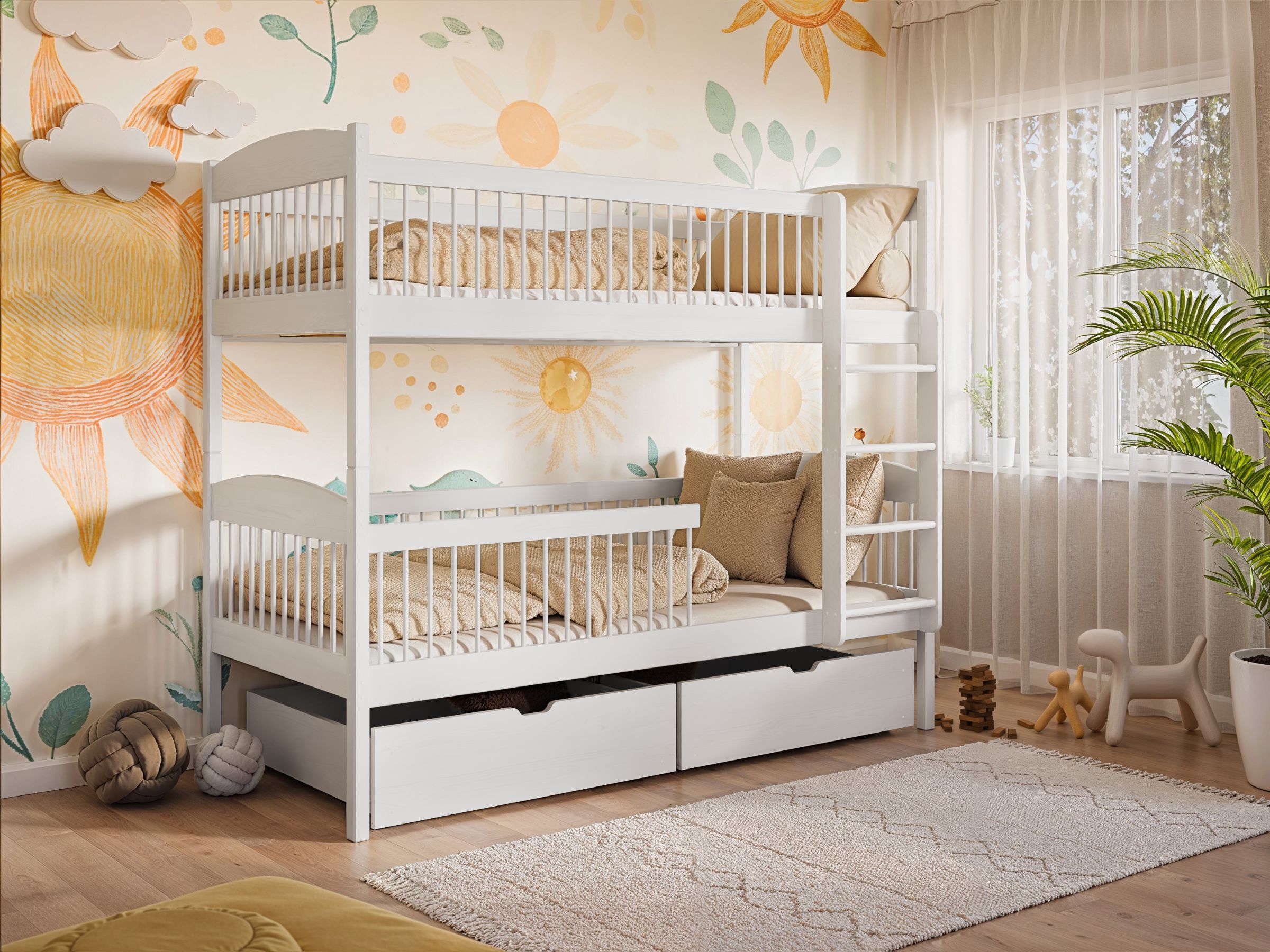 Lano - Luna køyeseng inkludert skuffer 90x200 - hvit - Default Title barneseng i høy kvalitet fra Sengehuset.no