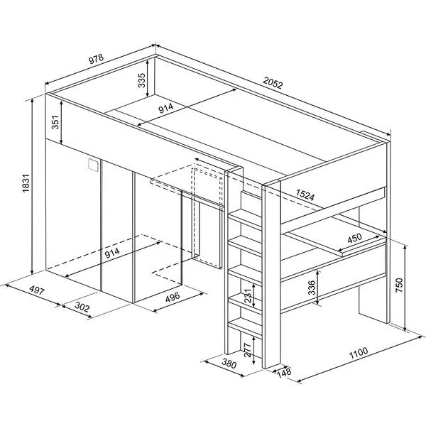 Trasman Studio Loftseng med Garderobe