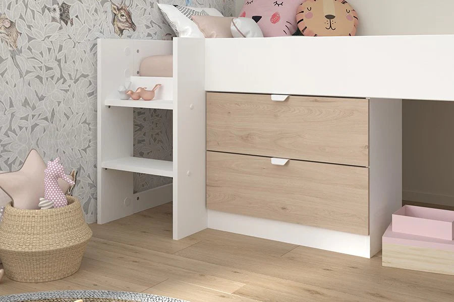 Halvhøy seng med sklie - 90x200