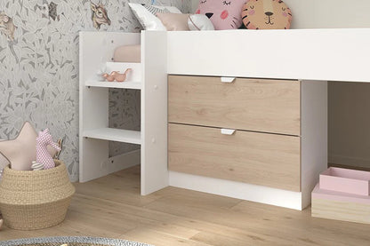 Halvhøy seng med sklie - 90x200