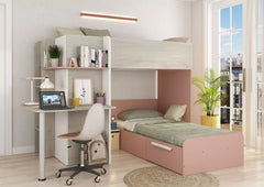 Trasman - Palatino køyeseng med skrivebord - Antique Pink - 90x190 - Default Title barneseng i høy kvalitet fra Sengehuset.no