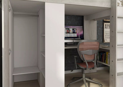 Trasman Studio Loftseng med Garderobe 90x200 - hvit