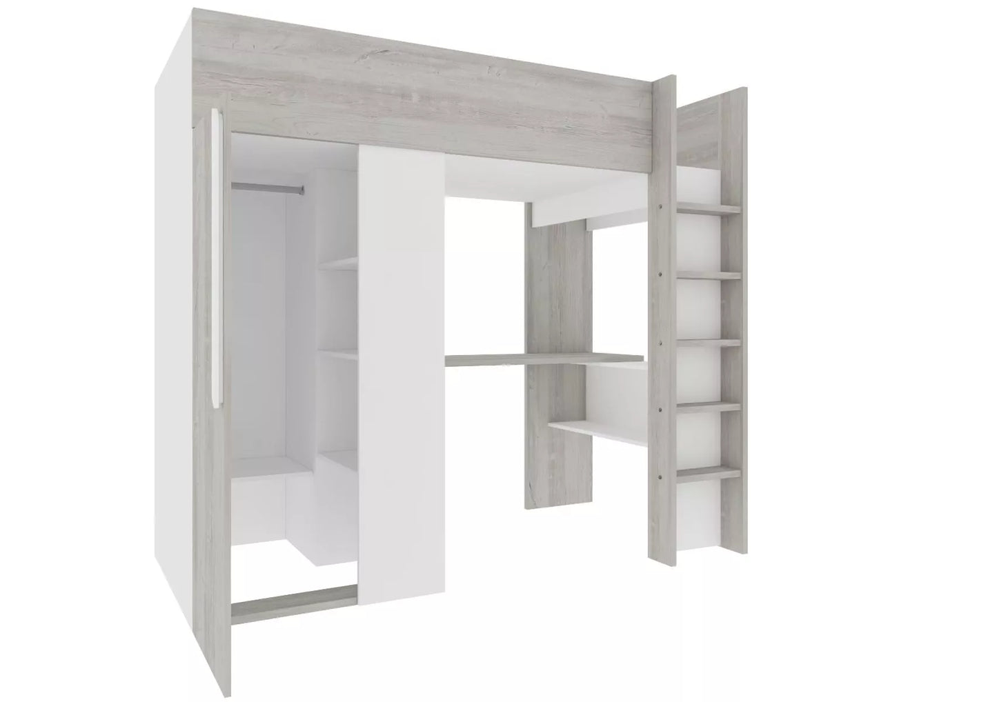 Trasman Studio Loftseng med Garderobe 90x200 - hvit